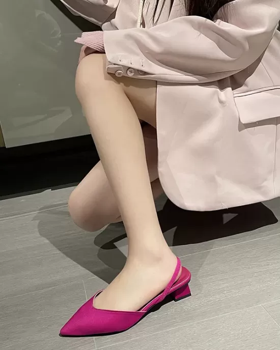 Pointed-Toe Split-Joint Sling Shoes Pumps Sandals