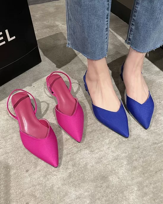 Pointed-Toe Split-Joint Sling Shoes Pumps Sandals