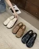 Hollow Round-Toe Split-Joint Woven Slippers&Mules Sandals