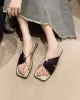 Pleated Split-Joint Square-Toe Slippers Sandals