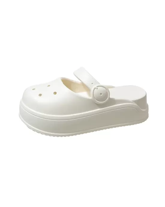 Hollow Round-Toe Solid Color Slippers Sandals