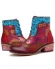 Bohemia Vintage Embossing Bandage Mid Boots