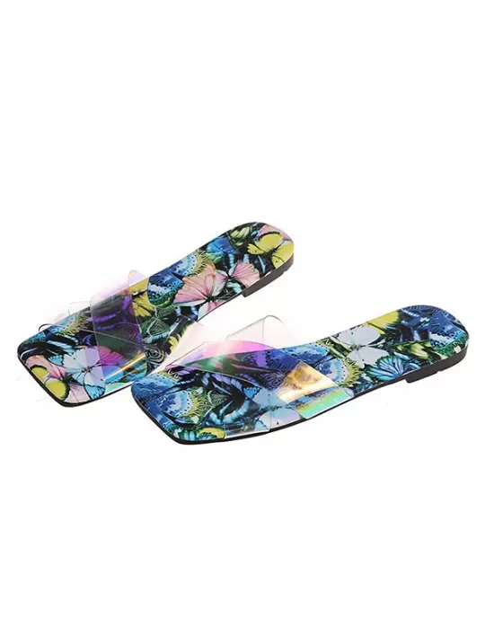 Fashion Floral Sunmmer Flat One-Line Beach Shoes