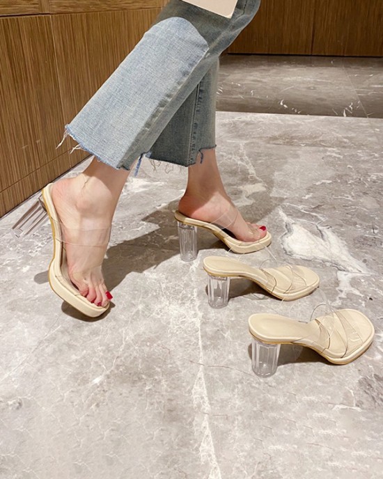 Open Toe Transparent Sandals Platform Shoes