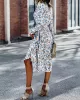 Bohemia Long Sleeves Floral Printed V-Neck Dress