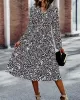 Bohemia Long Sleeves Floral Printed V-Neck Dress