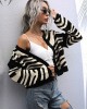 Casual Loose Striped Patchwork V-Neck Cardigan Top