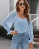 Casual Loose Mesh Solid Color U-Neck Bodysuit