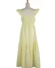 Women's Yellow Sling Dress High Waist Sleeveless Long Swing Dress