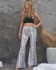 Women's Casual Pants Snake Print High Waist Flared Pants Slim Pants Wide Leg Pants