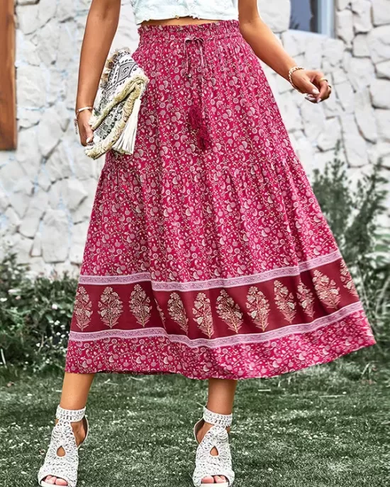 Boho Casual Vacation Elegant Floral Skirt