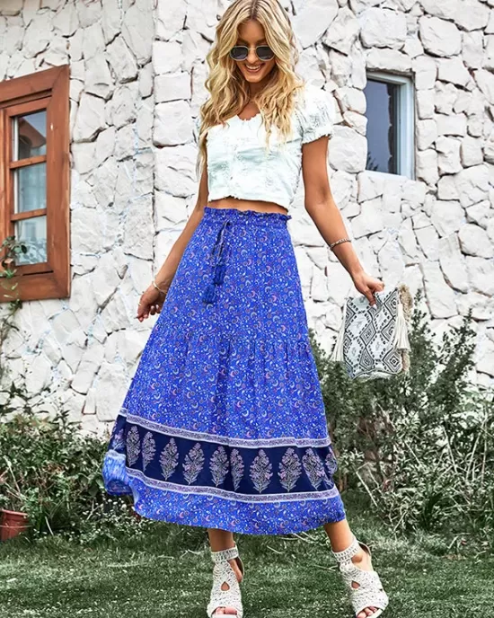 Boho Casual Vacation Elegant Floral Skirt