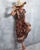 Bohemian V-Neck Button-Up Floral Print Dress