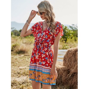 Women A-Line Floral Printed Bohemia Dress