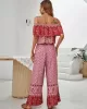 Women Wide Leg Floral Printed Bohemia Jumpsuit