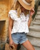 Vacation Flared Sleeves Polka Dot T-Shirts