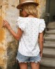 Vacation Flared Sleeves Polka Dot T-Shirts