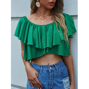 Bohemia Flared Sleeves Solid Color T-Shirt