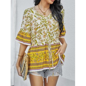 Bohemia Loose Floral Printed T-Shirt