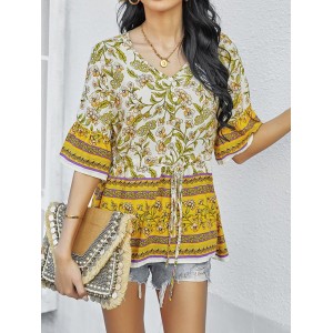 Bohemia Loose Floral Printed T-Shirt