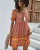 Casual A-Line Floral Printed Round-Neck Dress