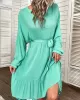 Vacation Loose Solid Color V-Neck Dress