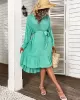 Vacation Loose Solid Color V-Neck Dress