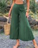 Casual High Waisted Wide Leg Solid Color  Pants