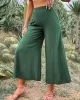 Casual High Waisted Wide Leg Solid Color  Pants