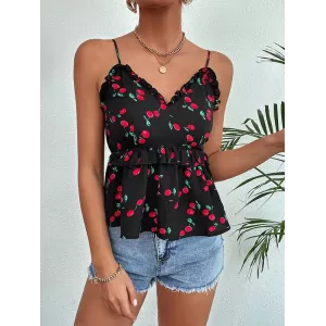 Wrap Printed Backless V-Neck Vest Top