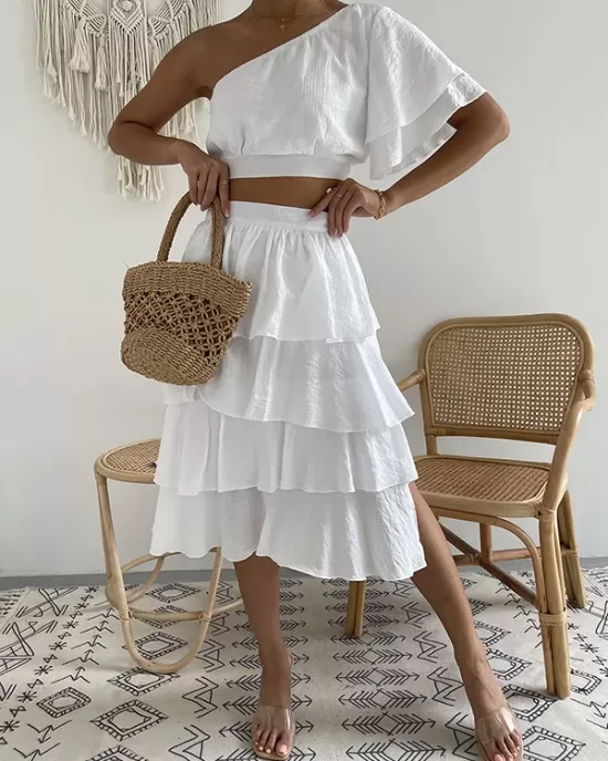 Vacation Wrap High-Waisted Off-The-Shoulder Two Pieces Set