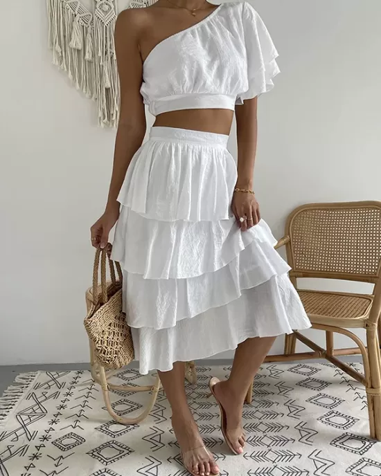 Vacation Wrap High-Waisted Off-The-Shoulder Two Pieces Set