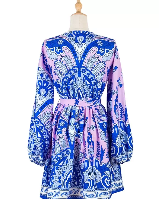 Bohemia A-Line Floral Printed V-Neck Dress