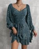 Bohemia Puff Sleeves Leopard V-Neck Dress