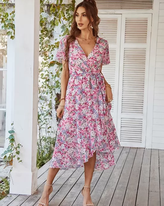 Bohemia A-Line Floral V-Neck Dress