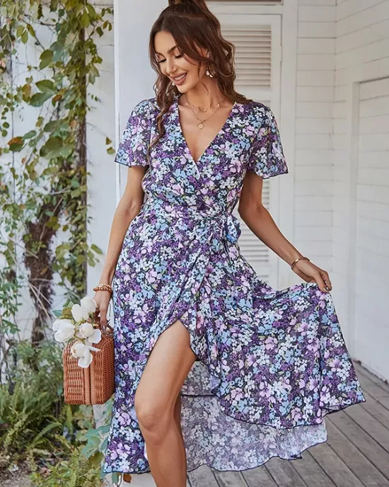 Bohemia A-Line Floral V-Neck Dress