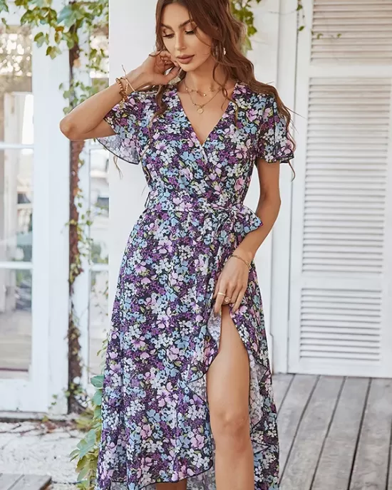 Bohemia A-Line Floral V-Neck Dress