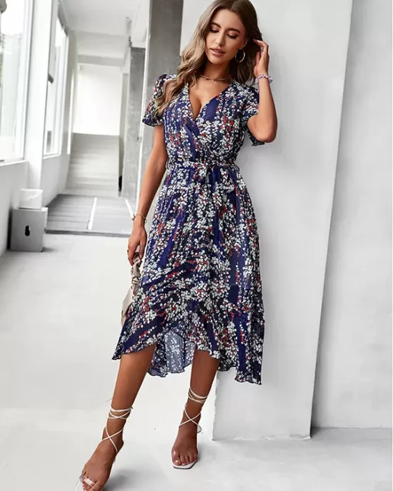 Bohemia A-Line Floral V-Neck Dress