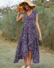 Vacation Irregularity Floral V-Neck Dress