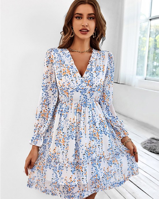 Bohemia A-Line Printing V-Neck Dress