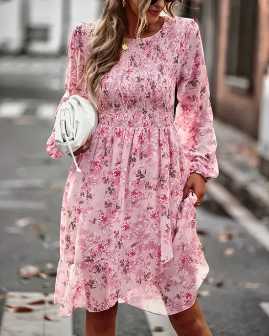 Bohemia Puff Sleeves Floral Dress