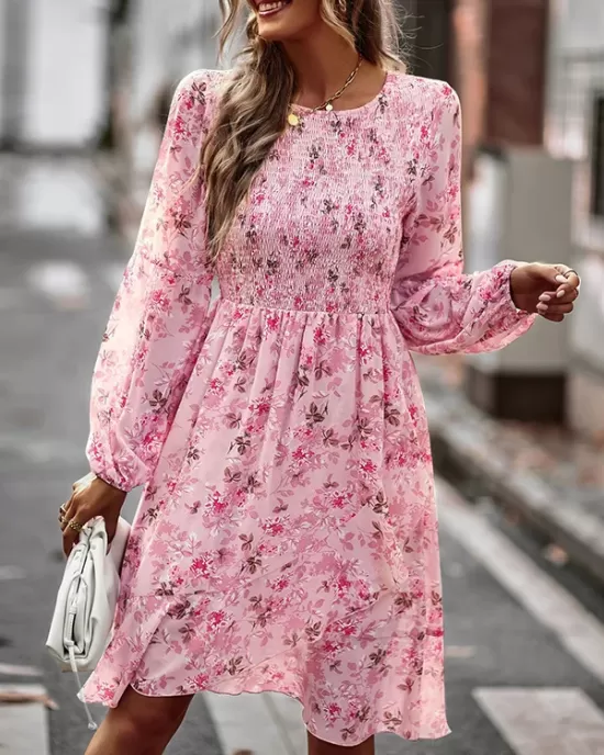 Bohemia Puff Sleeves Floral Dress