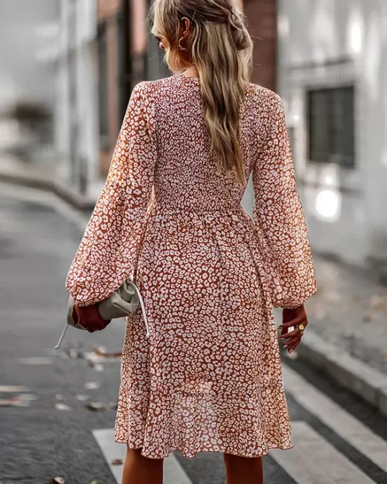 Bohemia Puff Sleeves Floral Dress