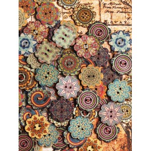 About 100Pcs Multi-Color Wooden Buttons