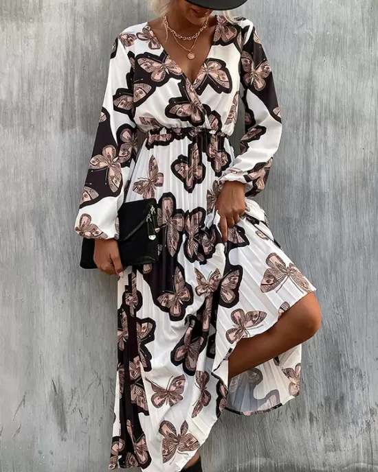 Bohemia Loose Floral V-Neck Dress