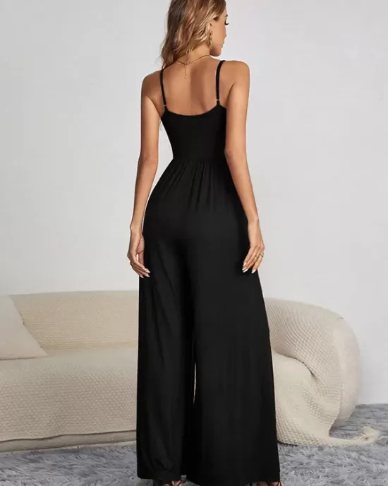 Vacation Sleeveless Solid Color Jumpsuit