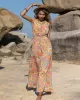 Bohemia Loose Sleeveless Floral Printed V-Neck Jumpsuit