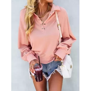 Vacation Loose Buttoned T-Shirts Tops