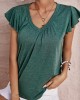 Vacation Loose Solid Color V-Neck T-Shirt