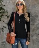 Casual Loose Buckle Solid Deep V-Neck Shirts Top